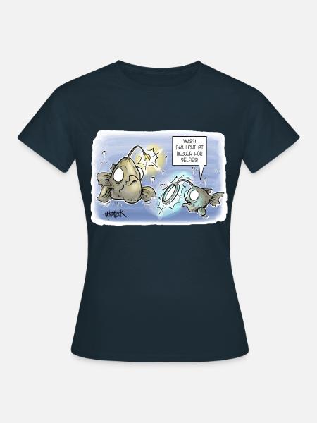 Selfie Fisch - Frauen T-Shirt - Navy