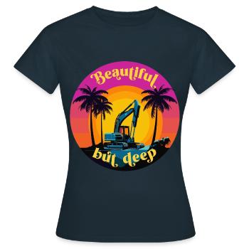 80s Retro Tropical Sunset Deep Beauty - Frauen T-Shirt - Navy - Vorne - AI Model Female 172 dark (172cm)