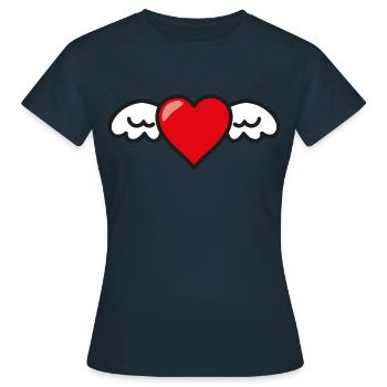 Ailes de cœur Ailes d’ange - T-shirt Femme - marine - Devant - AI Model Female 172 dark (172cm)