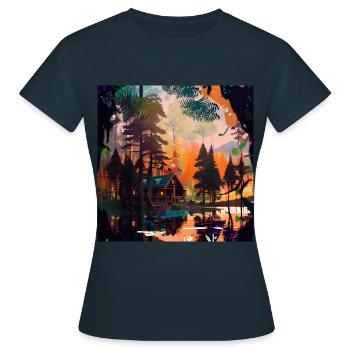 Cabane dans les bois - T-shirt Femme - marine - Devant - AI Model Female 172 dark (172cm)