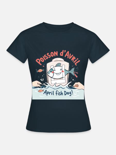 Poisson d'Avril - Fransk aprilsnarr - Dame-T-shirt - marineblå