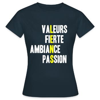 Valeurs Lens - T-shirt Femme - marine - Devant - AI Model Female 172 dark (172cm)
