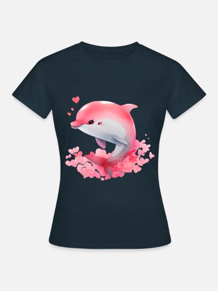 Delfin Valentinstag Geschenk - Frauen T-Shirt - Navy