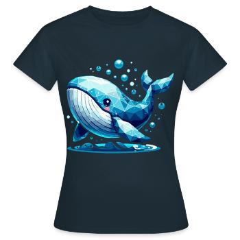 Süßer Wal mit Luftblasen im Polygon-Stil - Frauen T-Shirt - Navy - Vorne - AI Model Female 172 dark (172cm)