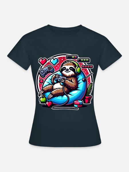 Chillender Gaming-Faultier Fan - Frauen T-Shirt - Navy