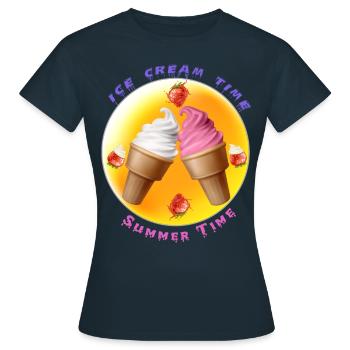 Crème glacée Temps - Heure d’été - T-shirt Femme - marine - Devant - AI Model Female 172 dark (172cm)