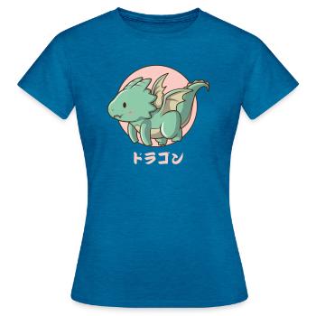 Flying Harajuku Dragon - Women's T-Shirt - antique blue sapphire heather - Front - AI Model Female 172 dark (172cm)
