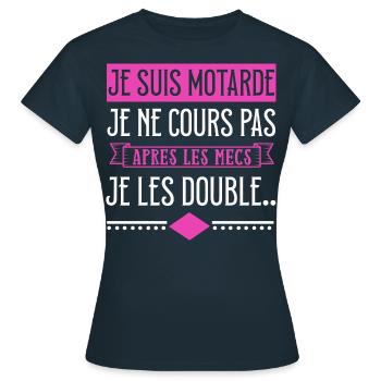 Je suis motarde je double les mecs cadeau humour - T-shirt Femme - marine - Devant - AI Model Female 172 dark (172cm)