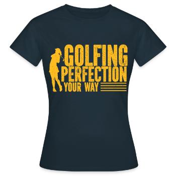 Golf - Golfclub Goldspieler Birdie Elite Luxus - Frauen T-Shirt - Navy - Vorne - AI Model Female 172 dark (172cm)