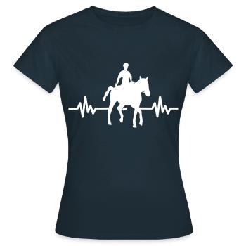 Herzschlag - Pferd Hengst Stute Ross Reitsport - Frauen T-Shirt - Navy - Vorne - AI Model Female 172 dark (172cm)