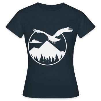 Aigles et montagnes - Eagle and Mountain - T-shirt Femme - marine - Devant - AI Model Female 172 dark (172cm)