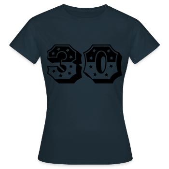Zahl 30 - 30. Geburtstag - 30er Jahre Retro - Frauen T-Shirt - Navy - Vorne - AI Model Female 172 dark (172cm)