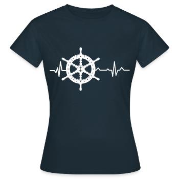 Battements de Coeur - Heartbeat - Capitaine - Volant - T-shirt Femme - marine - Devant - AI Model Female 172 dark (172cm)