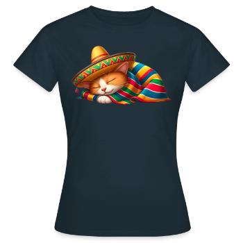 Chat Cinco de Mayo en mode snooze - T-shirt Femme - marine - Devant - AI Model Female 172 dark (172cm)