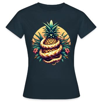 Python autour de l’ananas - T-shirt Femme - marine - Devant - AI Model Female 172 dark (172cm)