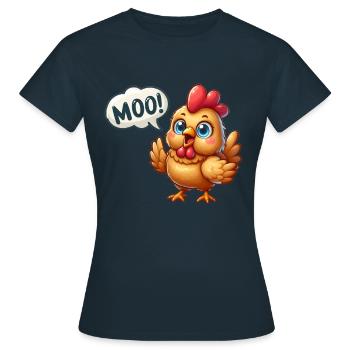 Le poulet fait meugler - T-shirt Femme - marine - Devant - AI Model Female 172 dark (172cm)