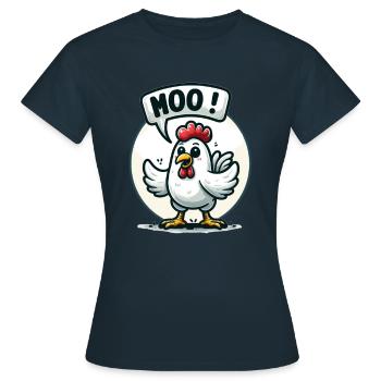 Le poulet fait meugler - T-shirt Femme - marine - Devant - AI Model Female 172 dark (172cm)