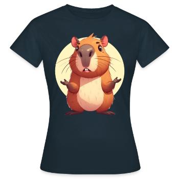 Verwirrte Capybara - Frauen T-Shirt - Navy - Vorne - AI Model Female 172 dark (172cm)