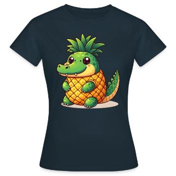 Ananas Krokodil - Frauen T-Shirt - Navy - Vorne - AI Model Female 172 dark (172cm)