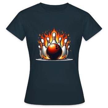 Boule de feu au bowling - T-shirt Femme - marine - Devant - AI Model Female 172 dark (172cm)
