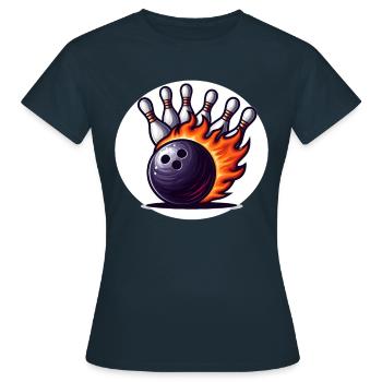 Boule de bowling en feu - T-shirt Femme - marine - Devant - AI Model Female 172 dark (172cm)