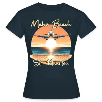 Spectacle d’avions au-dessus de la plage de Maho - T-shirt Femme - marine - Devant - AI Model Female 172 dark (172cm)