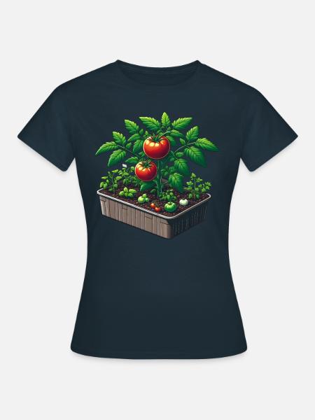Tomatenpflanze im Topf - Frauen T-Shirt - Navy