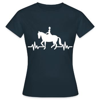 Herzschlag Pferd - Hengst Stute Ross Reitsport - Frauen T-Shirt - Navy - Vorne - AI Model Female 172 dark (172cm)