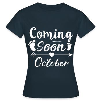 baby is coming soon october - Women's T-Shirt - navy - Front - AI Model Female 172 dark (172cm)