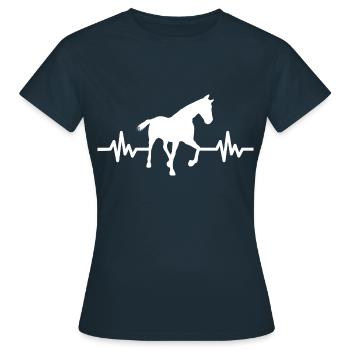 Herzschlag - Pferd Hengst Stute Ross Reitsport - Frauen T-Shirt - Navy - Vorne - AI Model Female 172 dark (172cm)