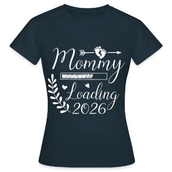 Mommy Loading Annonce de grossesse 2026 - T-shirt Femme - marine - Devant - AI Model Female 172 dark (172cm)