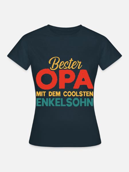 Bester Opa mit dem coolsten Enkelsohn - Frauen T-Shirt - Navy