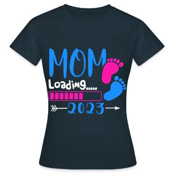 Mama loading 2023, werdende Mutter 2023 - Frauen T-Shirt - Navy - Vorne - AI Model Female 172 dark (172cm)