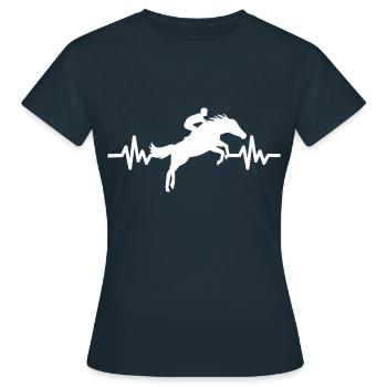 Herzschlag Pferd - Hengst Stute Ross Reitsport - Frauen T-Shirt - Navy - Vorne - AI Model Female 172 dark (172cm)