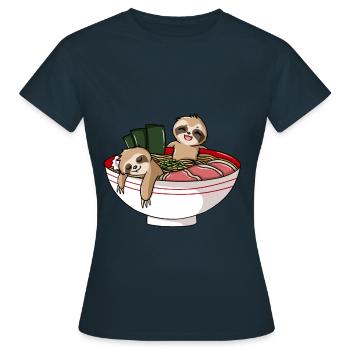 Ramen de nouilles paresseux soupe chinoise soupe de nouilles - T-shirt Femme - marine - Devant - AI Model Female 172 dark (172cm)
