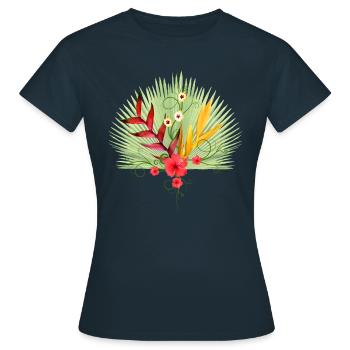 Tropische Blumen in Kenia / Afrika - Frauen T-Shirt - Navy - Vorne - AI Model Female 172 dark (172cm)