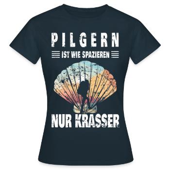 Pilgern ist wie ... - Frauen T-Shirt - Navy - Vorne - AI Model Female 172 dark (172cm)