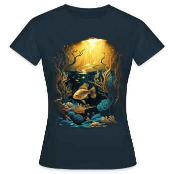 Sunset Underwater - Frauen T-Shirt - Navy - Vorne - AI Model Female 172 dark (172cm)