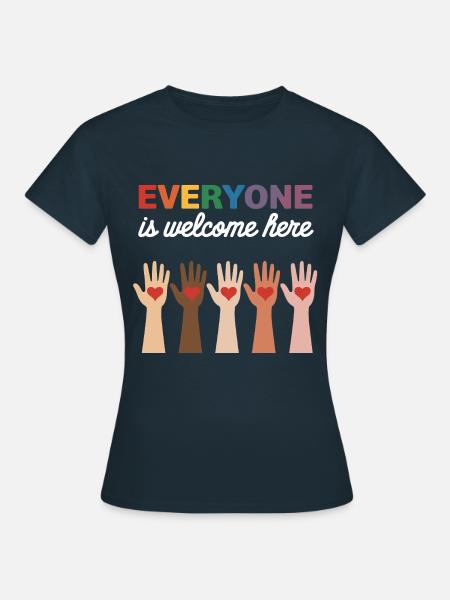 Welkom: Harten voor Diversiteit - Vrouwen T-shirt - navy