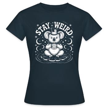 Stay Weird : Koala buveur de thé - T-shirt Femme - marine - Devant - AI Model Female 172 dark (172cm)