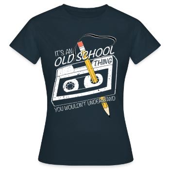 Design Funny Generation 70 80, Audiokassette - Frauen T-Shirt - Navy - Vorne - AI Model Female 172 dark (172cm)