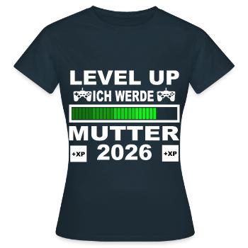 Level Up Ich Werde Mutter 2026 - Frauen T-Shirt - Navy - Vorne - AI Model Female 172 dark (172cm)