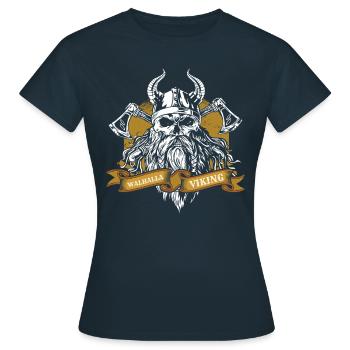 Walhalla - Viking - Frauen T-Shirt - Navy - Vorne - AI Model Female 172 dark (172cm)