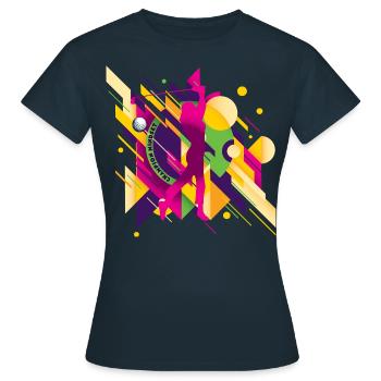 Golf & Kunst ⛳ Abstrakte Golferin in Pink - Frauen T-Shirt - Navy - Vorne - AI Model Female 172 dark (172cm)