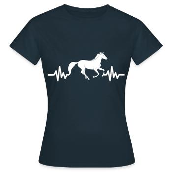 Herzschlag - Pferd Hengst Stute Ross Reitsport - Frauen T-Shirt - Navy - Vorne - AI Model Female 172 dark (172cm)