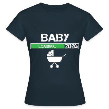 Baby Loading 2026 Pregnancy Announcement - Women's T-Shirt - navy - Front - AI Model Female 172 dark (172cm)