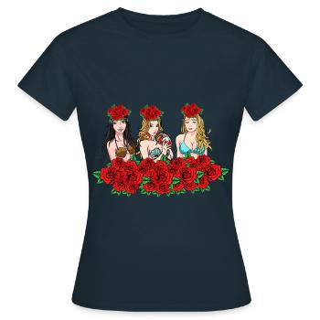 Sexy Girls Bikini Uraub Roses Valentin amour fête - T-shirt Femme - marine - Devant - AI Model Female 172 dark (172cm)