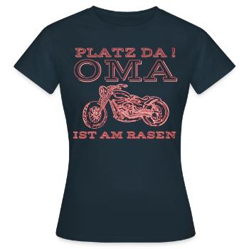 Oma ist am rasen - Frauen T-Shirt - Navy - Vorne - AI Model Female 172 dark (172cm)