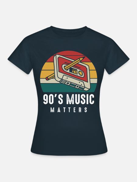 Nineties Music - Cassette met Potlood - Vrouwen T-shirt - navy