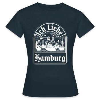 Hamburg - Wahre liebe für meine Heimat Hamburg! - Frauen T-Shirt - Navy - Vorne - AI Model Female 172 dark (172cm)